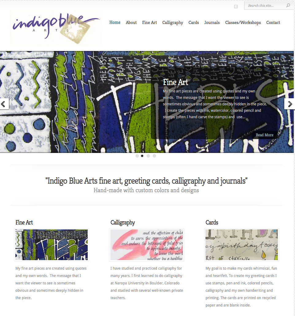 Indigo Blue Arts Website